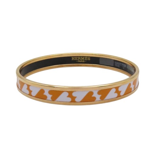HERMÈS Bracciale HERMES Caleche smalto rosa arancione placcato oro