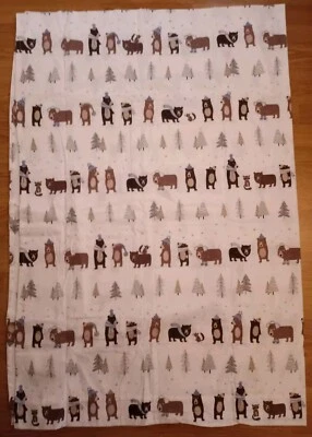 POTTERY BARN Franela Doble Sábana Plana Invierno Osos Mapaches Árboles Nevados Ropa de Cama Foto 1 de 4