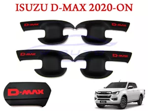 4 Doors Matte Black Handle Bowl Cover For Isuzu Dmax D-max 2020 2021 Red Logo - Picture 1 of 5