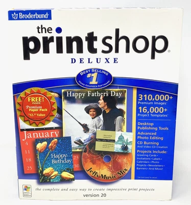 Vintage Broderbund The Print Shop Deluxe Version 20 PC Software Clip Art NEW - Image 1 of 4