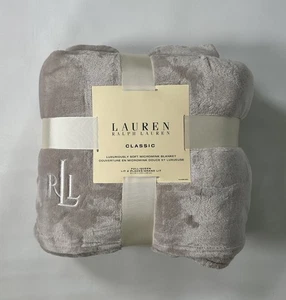 RALPH LAUREN Warm Gray FULL / QUEEN Micro-mink Plush Throw Blanket 90" x 90" - Picture 1 of 7