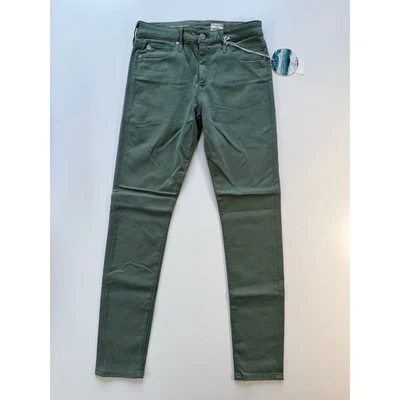 Jeans feminino AG Adriano Goldschmied Farrah cintura alta tornozelo magro 27 verde EUA - Imagem 1 de 4
