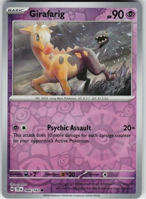 Pokemon Girafarig 066/162 SV05: Temporal Forces NM Reverse Holo card - Image 1 of 2