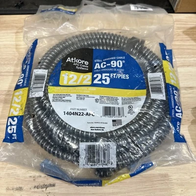 AFC Cable Systems 1404N22-AFC 25 ft. 12-2 ACT Armored Cable44; Steel Jacket - Image 1 of 2