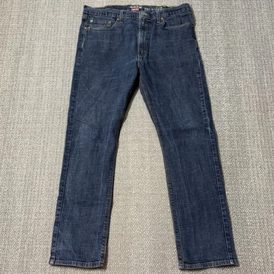 Pantalones de mezclilla ajustados rectos Levi's Denizen 232 lavado oscuro para hombre talla 35x32 elásticos Foto 1 de 4