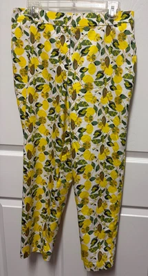 Boden Danby Lemon Print Pull On Ankle Pant size 10P High Waist Vibrant Colors EC - Image 1 of 4