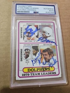 Miami Dolphins Multi Signed Leaders Card Psa 1980 Top - Picture 1 of 2