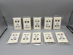 Monoprice 6-Port Keystone Wall Plate 1-Gang Ivory WPK-6(IV) PID 6734 Lot 10 - Picture 1 of 11