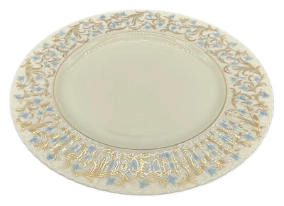 Prato de jantar Lenox Lafayette azul e dourado vintage EUA - Imagem 1 de 2