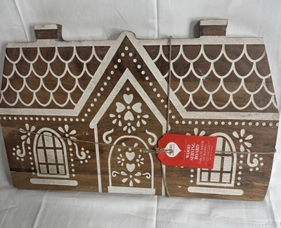 NUEVA Tabla de cortar para casa con forma de pan de jengibre de Navidad Tabla para servir café Madera de acaia Foto 1 de 4