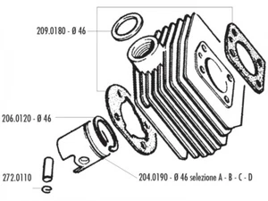Frasco establece Polini 46mm 70cc (D) para MBK AV-10, AV-51, 92GT, M16 - Imagen 1 de 1