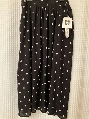 Falda midi a lunares blanca y negra "Anne Klein" talla pequeña nueva con etiquetas Foto 1 de 3