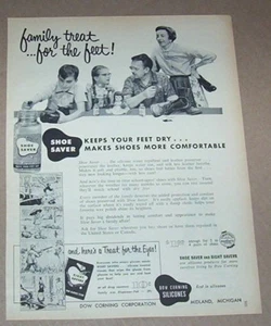 1955 print ad - Dow Corning Silicones Family shoe saver Midland Michigan AD PAGE - Picture 1 of 1