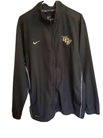 Nike Dri Fit Mens Size XL Black UCF Knights Jacket Full Zip Embroidered Logo Cover
