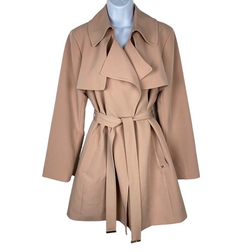 Cappotto donna Michael Kors avvolgente piccolo blush rosa con cintura $275