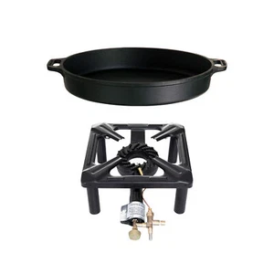 Leistungsstarker Hockerkocher-Set mit Zündsicherung, Gusspfanne, 7,0 kW - Bild 1 von 3