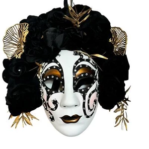 Day of the Dead Masquerade Mask Dia De Los Muertos Black Gold Full Face Design - Imagen 1 de 10