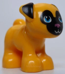Lego Dog Friends Pug Standing with Black Muzzle and Ears Metallic Pink Nose - Picture 1 of 2
