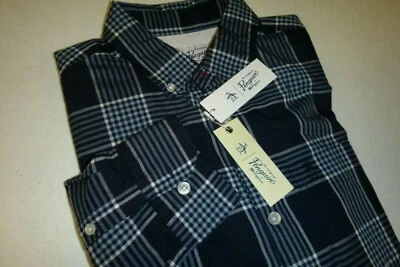 penguin mens SAPPHIRE designer regular fit casual dress shirt sz: Sm -blue/gray - Image 1 of 4