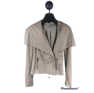 Vince 100% Leather Asymmetric Moto Drape Front Jacket Size Small. - Picture 1 of 4