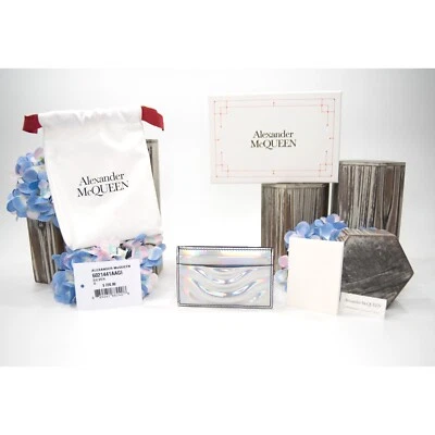 Alexander McQueen Ribcage Iridescent Leather Logo Card Case Mini Wallet NWT - Image 1 of 4