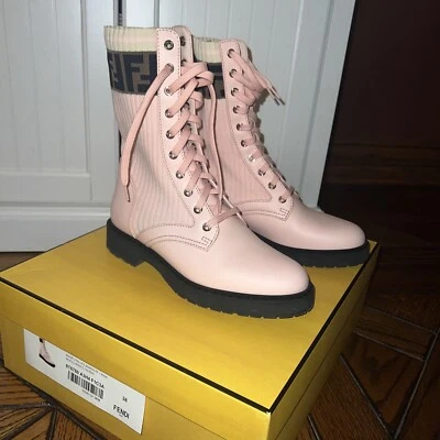 Botas de Combate FENDI Rockoko Rosa Logo FF Mujer Talla 8 EU 38 Foto 1 de 4