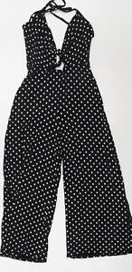 Nasty Gal Womens Black Polka Dot Viscose Jumpsuit One-Piece Size 4 Pullover - cr