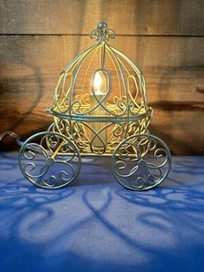 Cinderella Carriage Coach Gold Metal Pumpkin Night Light Lamp Flaws - Picture 1 of 17