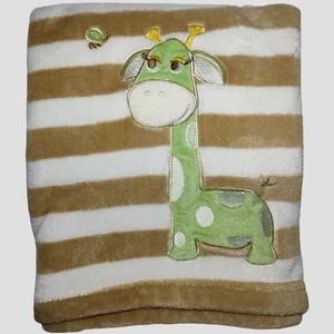 Blankets & Beyond Giraffe Brown Stripe Baby Security Lovey Fleece Green htf Bee - Picture 1 of 3