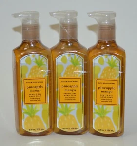 3 NEW BATH & BODY WORKS PINEAPPLE MANGO GENTLE GEL HAND SOAP WASH ESSENTIAL OILS - Picture 1 of 5