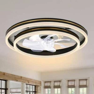 Bella Depot 20 in. LED Black Flush Mount Reversible Ceiling Fan w/ App Remote - Picture 1 of 11