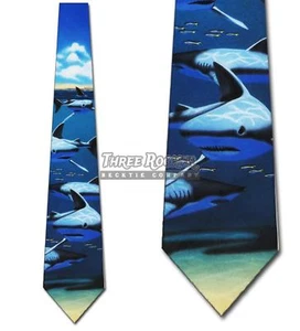 Shark Tie Mens Animal Sharks Necktie Fish Neck Ties NWT - Picture 1 of 4