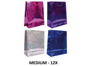 Pack of 12 Medium Assorted Holographic Gift Bags - Picture 1 of 1