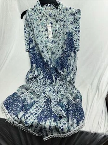 NWT Poupette St Barth Short Jumpsuit Kila White Navy Galaxy Retail $365 Size M - Picture 1 of 10