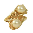 Vintage 1960S  Solid 14K Yellow Gold  Japanese Cultured Pearl  Ladies Ring