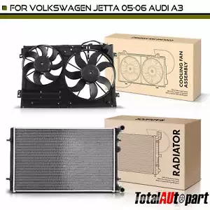 Aluminum Radiator & Cooling Fan Assembly Kit for VW Jetta 2005-2006 GTI Audi A3 - Picture 1 of 8