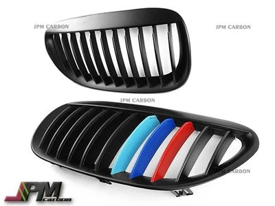 Grelha dianteira preta fosca para rim M tri cor para 04-10 BMW E63 E64 645i 650i M6 - Imagem 1 de 3