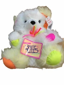 VTG Neon Dan Dee Dog Bear Plush Parachute Fabric feet Neon Pink Yellow Orange - Picture 1 of 9