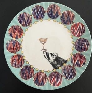 Anthropologie Quillen Traits of a Badger Plate Dessert Salad 8.25" Whimsical - Picture 1 of 2