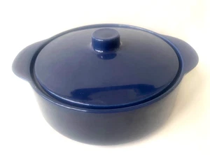 1960s Melitta Ceracron Blue Stockholm Ceramic Serving Dish with Lid MCM D7.5" - Picture 1 of 6