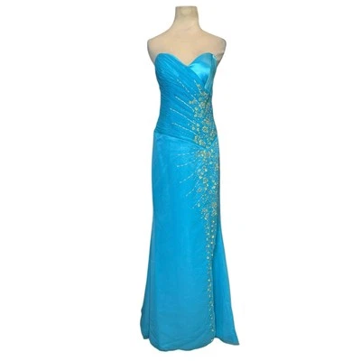 Flirt by Maggie Sottero blue strapless embellished formal dress size 10 - Image 1 of 4