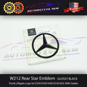 W212 SEDAN Mercedes GLOSS BLACK Star Emblem Rear Trunk Lid Logo Badge AMG E350 - Picture 1 of 2