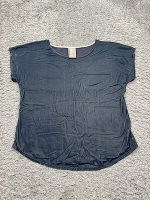Blusa Anthropologie Dolan Costa Izquierda Top Mujer Grande Negra Metálica Cuello Redondo Foto 1 de 4