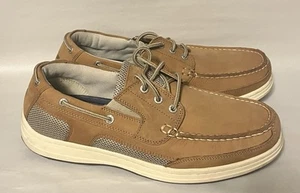 Dockers Mens Boat Shoes 10.5 W Tan Genuine Leather Beacon Casual Classic Lace Up - Picture 1 of 7