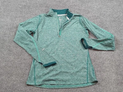 Женский пуловер Nike средний зеленый Dri Fit с длинным рукавом 1/4 на молнии для бега  - Изображение 1 из 4