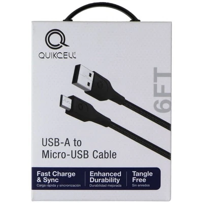 Quikcell 6ft Braided USB-A to Micro-USB Charging Cable - Black - Image 1 of 2