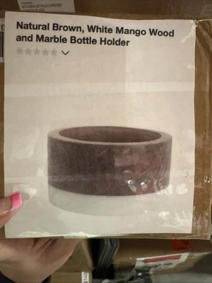 Portabotellas de mango blanco marrón natural y mármol Foto 1 de 4