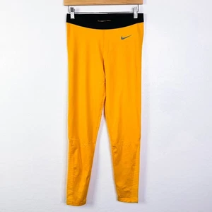 Nike Pro Dri Fit Fleece Workout Training Active Yoga Leggings Yellow Size L NWOT - Picture 1 of 11