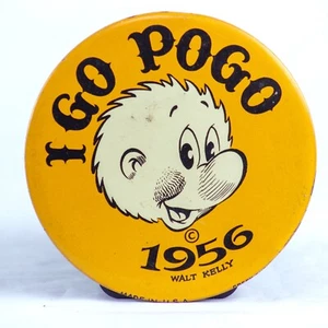 Vintage 1956 "I GO POGO" 4" Pinback Button Walt Kelly Political Satire - Picture 1 of 5