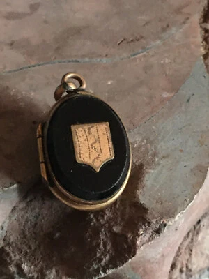 ANCIEN PENDENTIF NAP III OUVRANT PORTE PHOTO EN PLAQUE OR ONYX - Photo 1/4